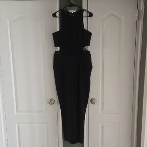 Elegant Black Sleeveless Jumpsuit, Size 10